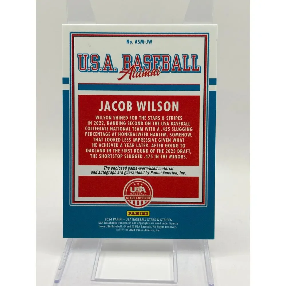 2024 Panini Stars and Stripes Jacob Wilson Jersey Patch Auto 18/25 SP Athletics - Picture 2 of 2